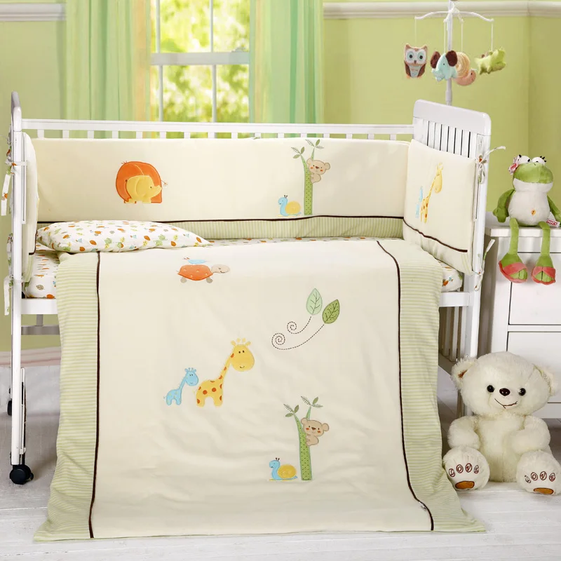 7 pcs baby cotton crib bedding sets, boy and girl , beige and blue, quilt, sheet , bumper 7 pcs baby cotton crib bedding sets, boy and girl , beige and blue, quilt, sheet , bumper