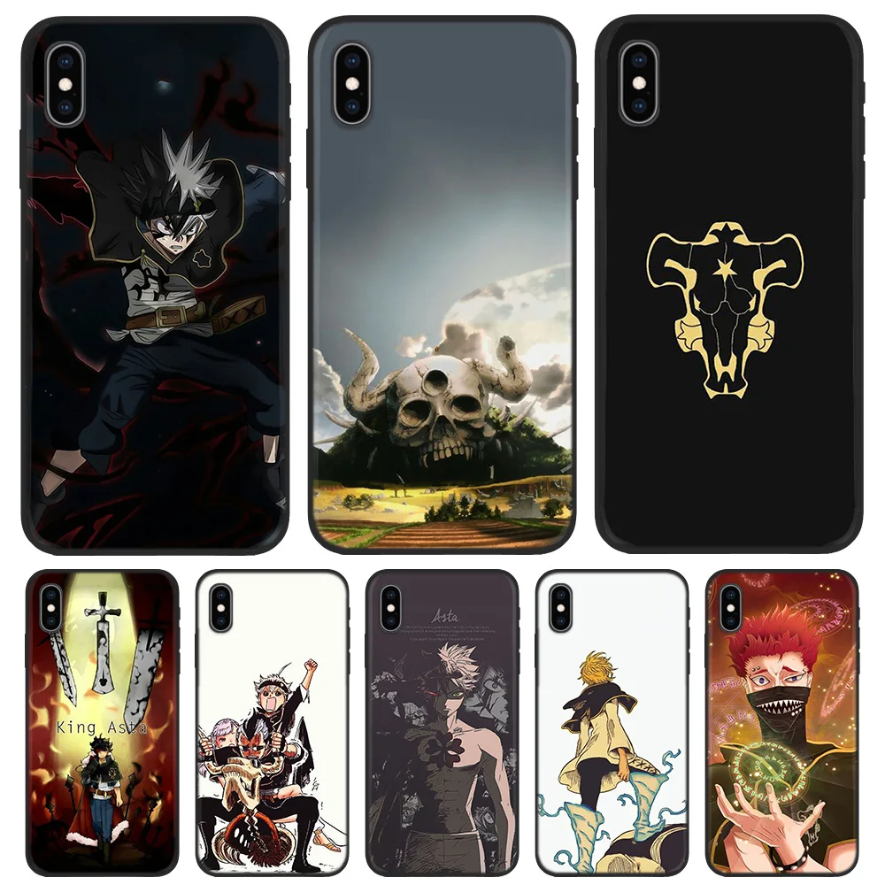 

Silicone TPU Bag Cover Case for iPhone 5 5S SE 6 6S 7 8 Plus X XR XS Max iPhone 11 11Pro Max Fundas Caso Fall Black Clover Asta