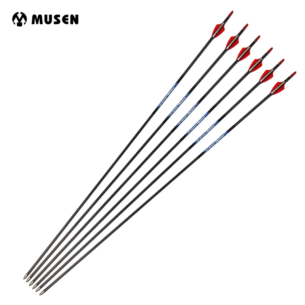 6/12/24pcs Spine 500 Archery Carbon Arrows Shaft Length 76cm Pure