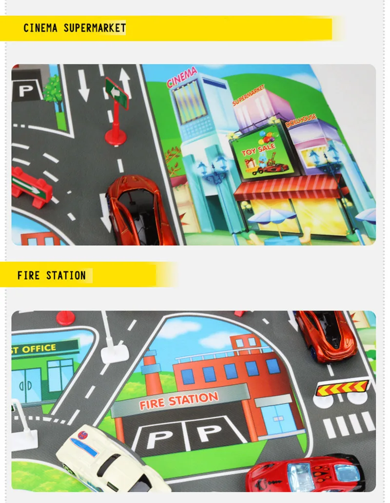 Детские дорожные маршруты игровой коврик игрушки город парковка карта автомобиля игрушки Модель ползающий коврик игровой коврик для