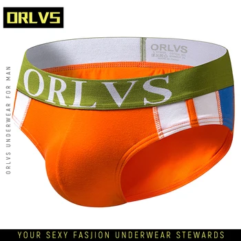 

ORLVS sexy men undrewear briefs gay mens bikini brief men cotton stripe slip 3D pouch underwear 4 colors OR71