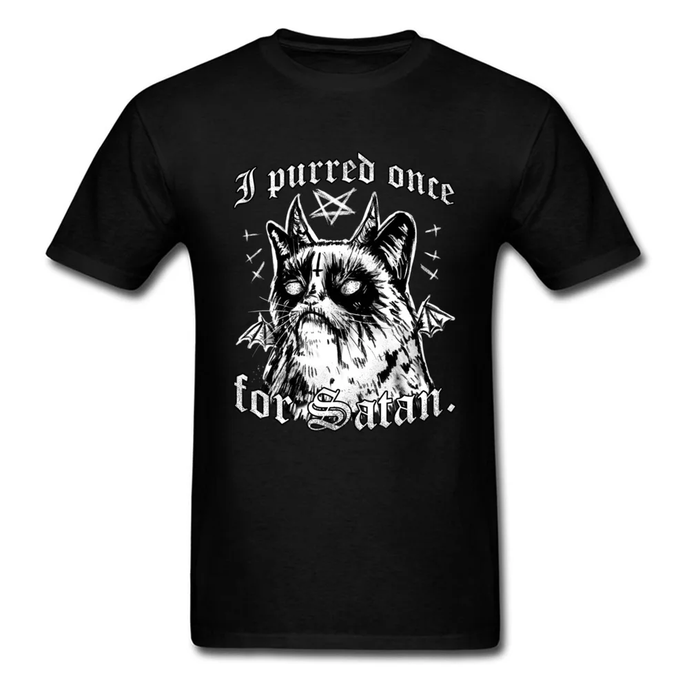 

Funny Tshirt Grumpy Satan Cat Casual T-Shirt For Men 100% Cotton Lovers Day Tops Shirt Tee-Shirts Short Sleeve Cheap Round Neck