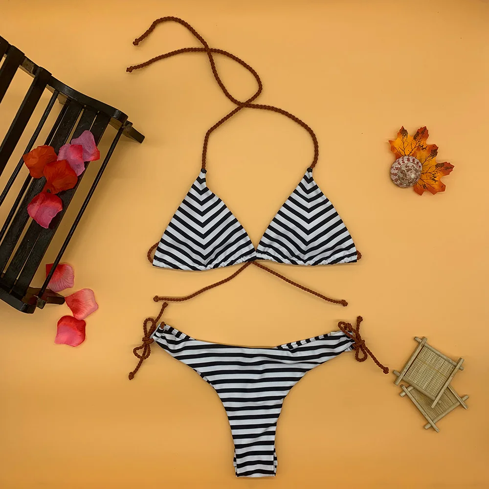 

Siren sexy bikini 2019 bikinis set swimsuit swimwear women girl vintage wire free brand low waist fused halter W9237