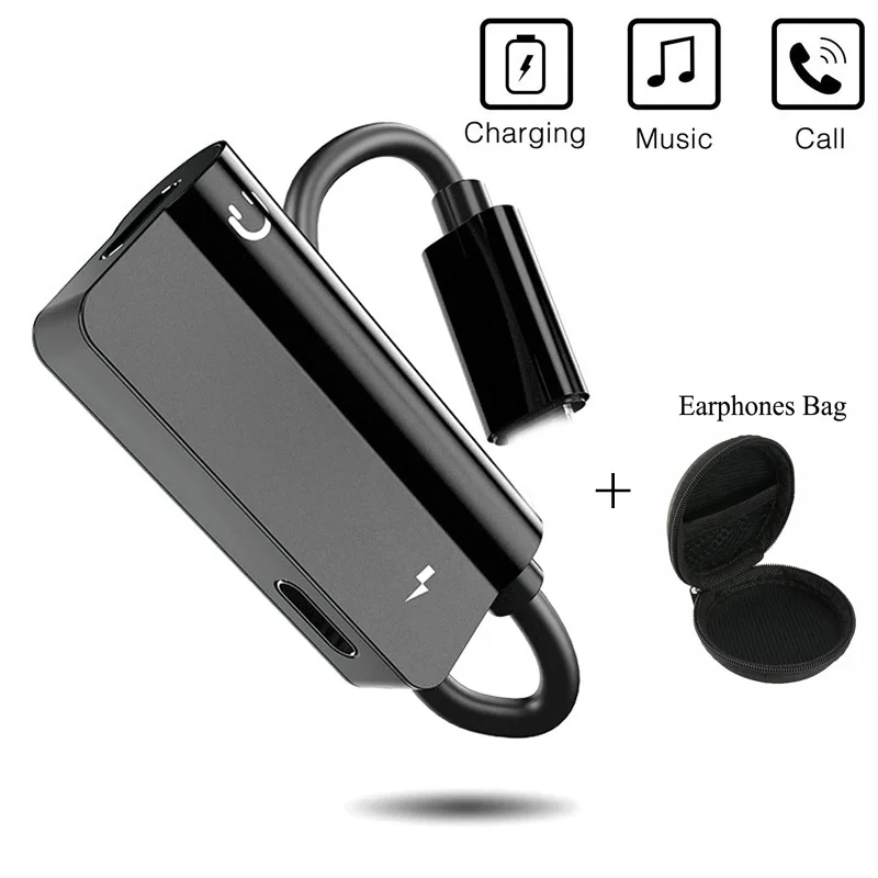 

IOS 12.2 For Lightning Adapter For iPhone X Audio Aux Headphone Adapter Splitter Charging Calling Cable For iPhone 7 8 Plus