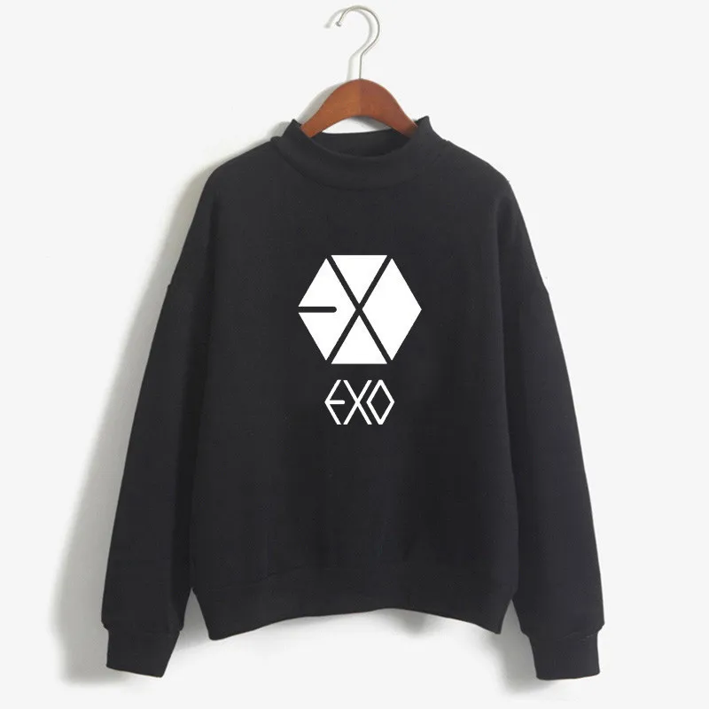 Толстовки EXO Kpop Женская толстовка зимний Женский свитшот с принтом Moletom K pop
