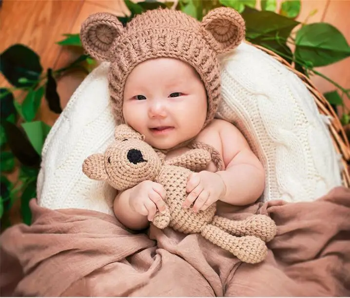 DollMai Newborn Babies Newborn Photography Accessories wool hat oll