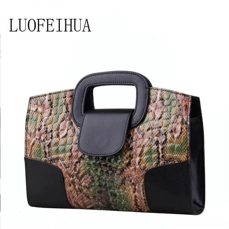 

Genuine Leather women bags for women 2019 new luxury snake pattern handbag brand bag handbag female Designer handbag