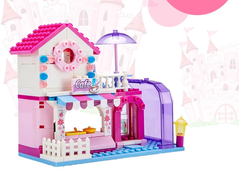 Diy девушка друзья розовое здание виллы блоки набор детей совместимы с хобби Кирпичи Игрушка для Рождественский подарок куклы дом игрушка