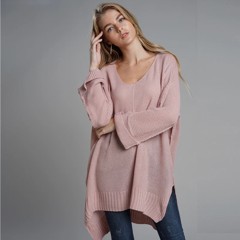 

Sweater female 2019 autumn and winter new commuter loose large size solid color sweater female hipster sweater