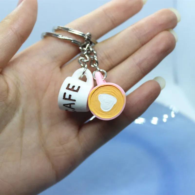 Смола моделирование мини в форме сердца Кофе Брелок в виде чашки Творческий письмо CAFE ювелирные подарки сумка автомобиля мобильного
