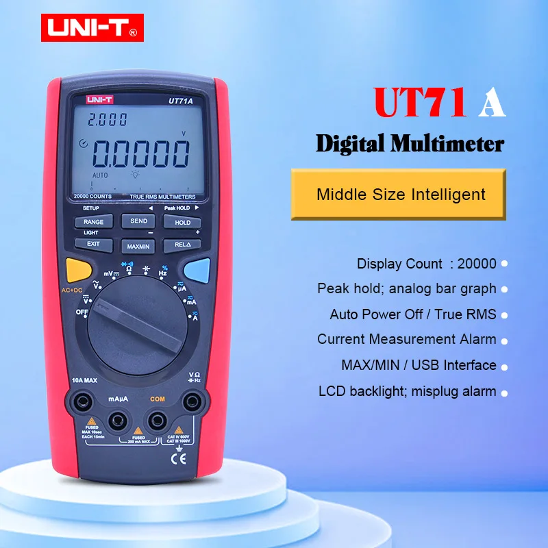 

Digital Multimeter UNI-T UT71A AC DC current voltage USB true REL Resistance Tester Ammeter Multitester with Bluetooth function
