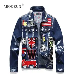 Boorun Здравствуйте Street Мужская модная Джинсовая Куртка британский флаг вышивка окрашенная джинсовая куртка уличная куртка для мужчин x2111