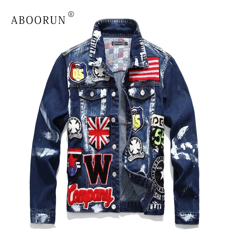 ABOORUN недорогая обувь для мужчин Модная Джинсовая куртка девочек с рисунком Флаг
