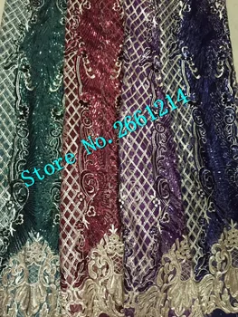 

Nice Sequins embroidered tulle lace fabric top quality french net lace fabric with sequins for women dress