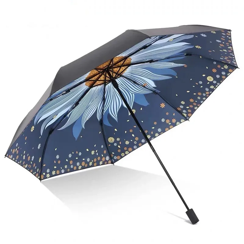 Бренд Auti-UV, модный зонтик для дождя, женский, Подсолнух, складной зонтик, Modish, качественный, ветрозащитный, солнцезащитные зонты, для девушек, большой, женский подарок - Цвет: Тёмно-синий