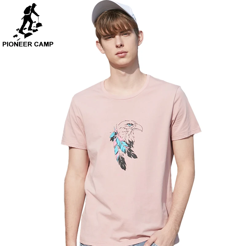 Мужская футболка Pioneer Camp брендовая из 100% хлопка с принтом птицы орла топы