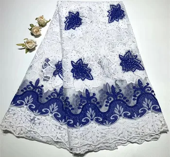 

African lace fabric 2019 high quality french lace fabric with stone white lace fabric nigerian lace fabrics for dress ZQ-A76