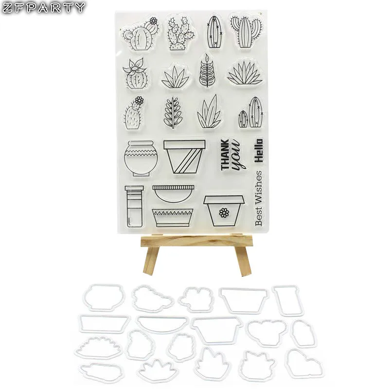 

ZFPARTY Succulent Plants Metal Cutting Dies or Transparent Clear Silicone stamp for DIY Scrapbooking/ Decorative Card Making