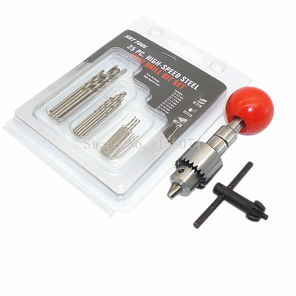 Plastic Ball Swivel Head Pin Vise Manual Hand Drill Chuck W/Chuck Key
