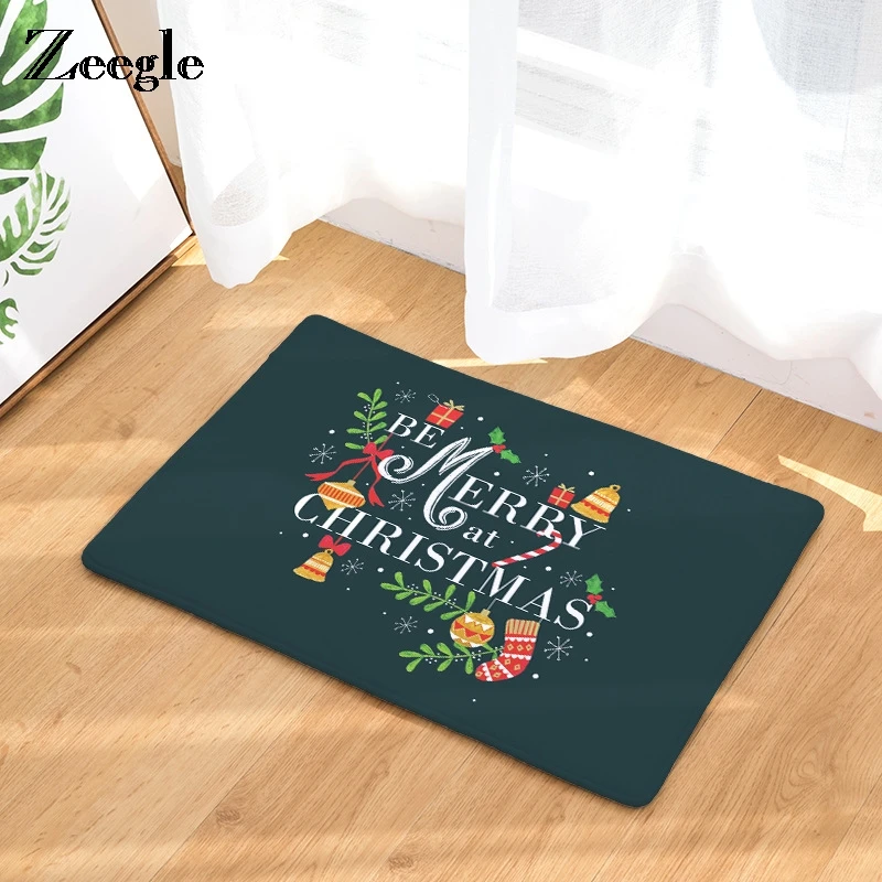 Us 6 82 29 Off Zeegle Christmas Words Printed Dust Proof Door Mats Indoor Non Slip Floor Area Rug For Living Room Absorbent Bath Rugs In