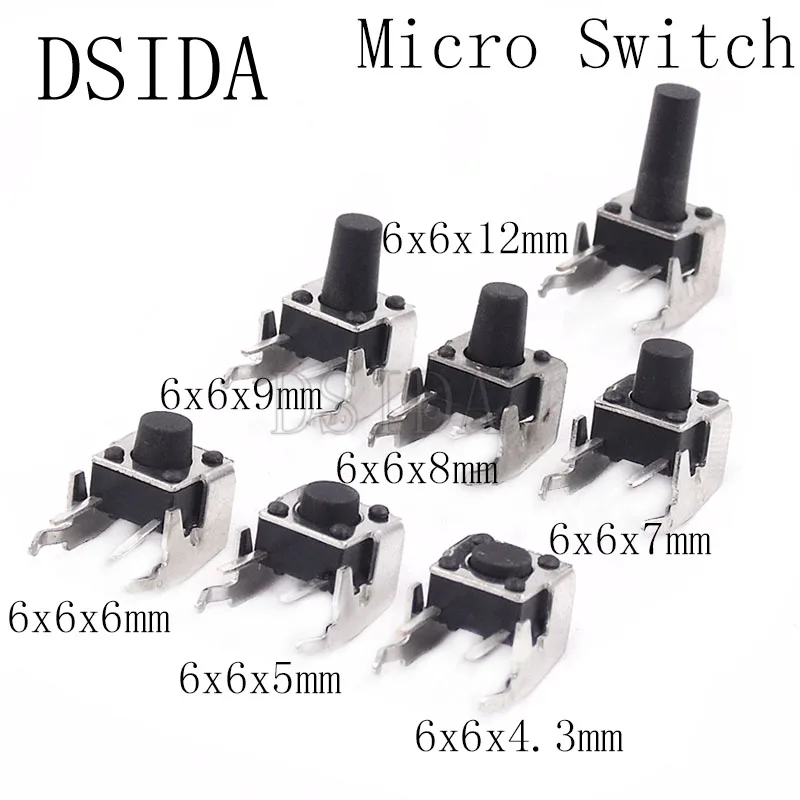 

PCB Momentary Tactile Tact Push Button Switch Right Angle With stent 6*6*4.3/5/6/7/8/9/12mm 6x6x4.3/5/6/7/8/9/12 MM (20PCS/LOT)