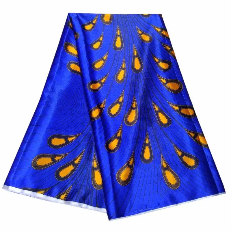 Высокое качество принтованная шелковая атласная ткань для платья Африканский шелк жоржет атлас имитированный шелк цифровая печатная ткань LP30