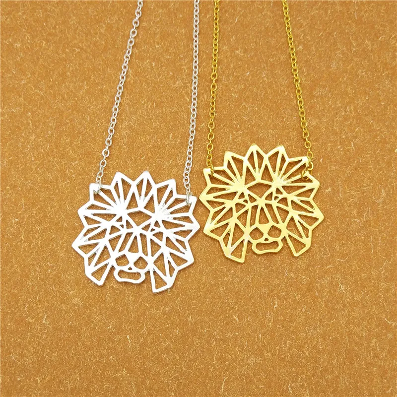 

Wholesale Hot Fashion Origami Lion Head Necklace for Women Lovely Choker Necklace Animal Geometric Delicate Jewelry Custom Gift