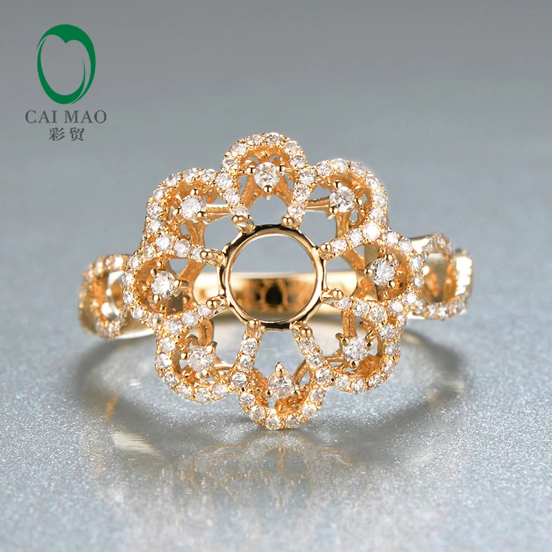 Caimao 6 мм круглый разрез Semi Mount Setting кольцо 18K белое золото обручальные ювелирные изделия