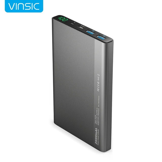 Vinsic Тип C 3A USB Power Bank 20000 мАч Двойной 2.4A Универсальное Внешнее Зарядное Устройство для Iphone Xiaomi Смартфон Таблетки