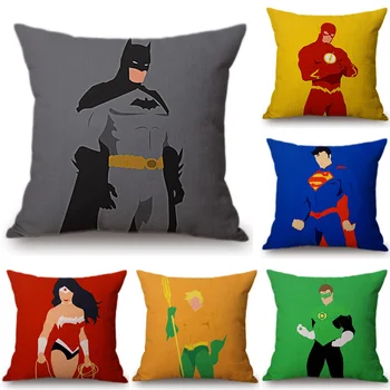 

American Pop Style Super Heros Cushion Cover Captain America Superman Iron Man Batman Pillow Covers Sofa Chair Linen Pillow Case