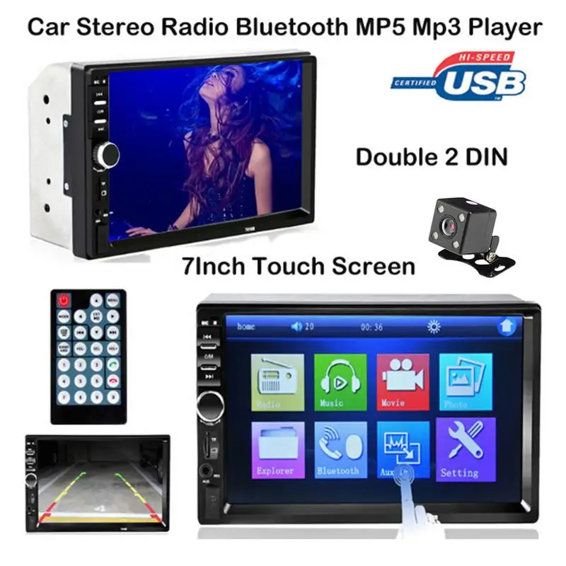 

7 Inch Car Bluetooth Stereo Radio Car Dual Ingot MP5 Card Player Connected To The Camera 2 DIN Car Player Bluetooth Touch