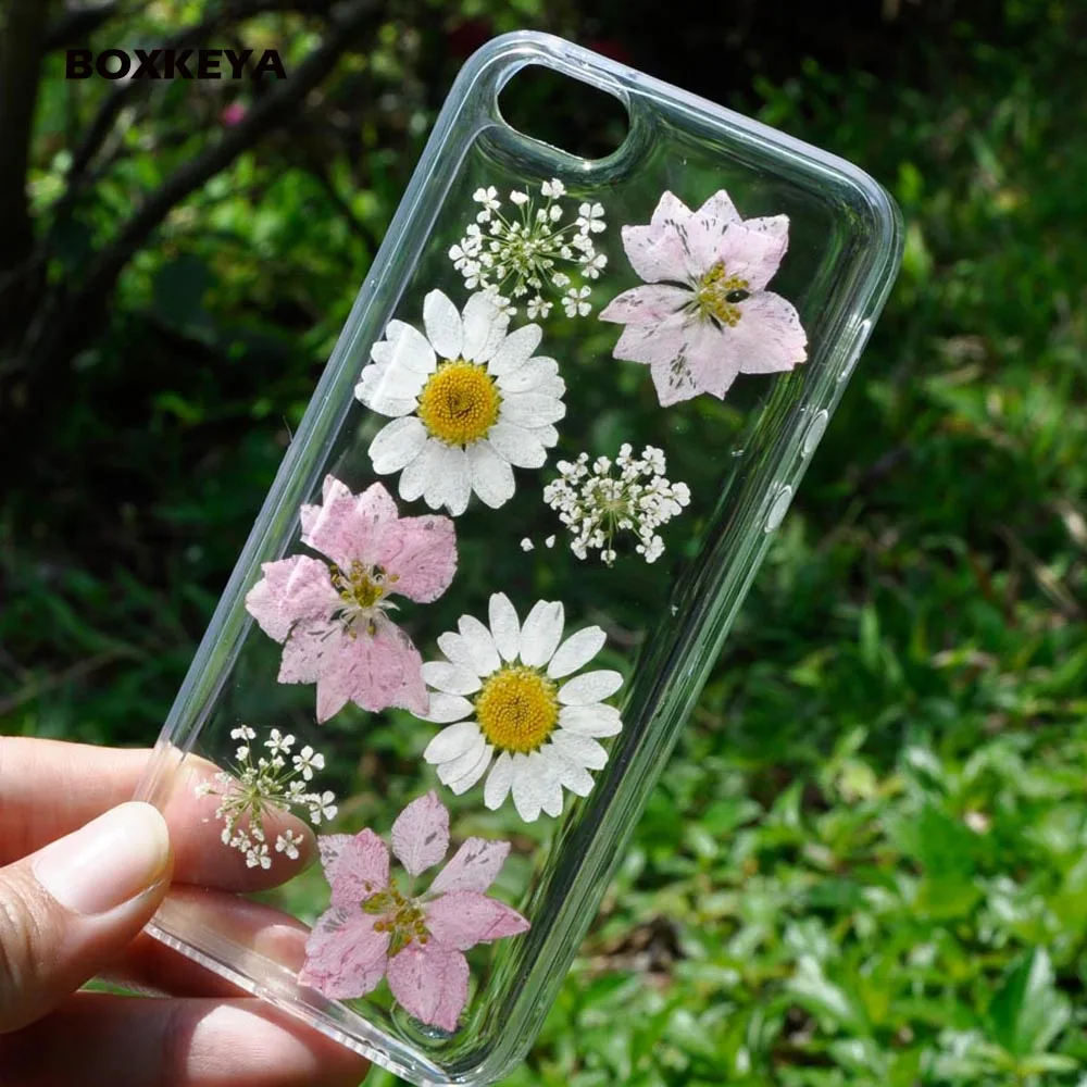 Dried Real Flower Case For iPhone Xs Max Handmade Clear Pressed Soft Cover X XS XR 8 7 6S Plus Back Fundas |