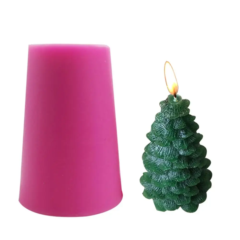 3D Stereo DIY Handmade Candle Mold Christmas Tree Candle Making Model Reusable Tealight Scented Candles Shaping Mould