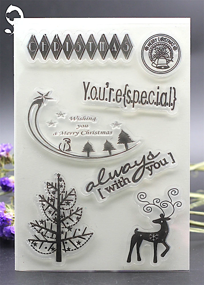 

11X16CM CLEAR STAMP tree deer Christmas decoration envelope DIY Scrapbook Card embossing stencil template transparent stamp