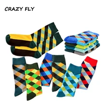 Магазин Crazy Fly Цвет носки для экипажа Для мужчин Для женщин счастливые носки британский стиль узор скейт модельер, Необычные прикольные носки