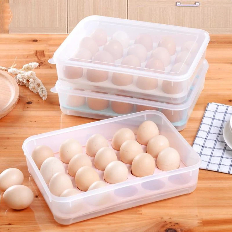 

Plastic 20 Hole Portable Refrigerator Fresh Eggs Storage Boxes Container For Home Plate High Quality Kitchen Storage Organizer