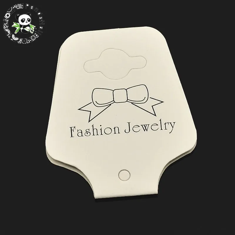 

100pcs Paper Display Cards Used For Necklace Bracelet Jewlery Display Cards Price Tags with Bowknot Beige 92x38x0.3mm Hole 2mm
