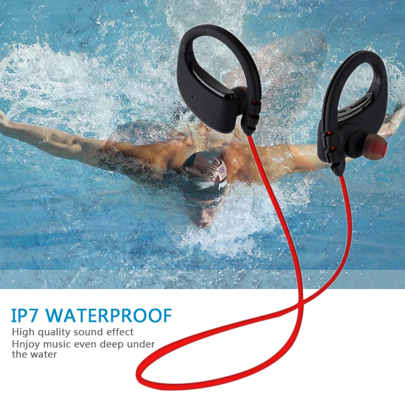 

2017 New Wireless Bluetooth 4.1 Waterproof IP68 Headset Stereo Headphone Earphone Outdoor Sport Music for smart phone