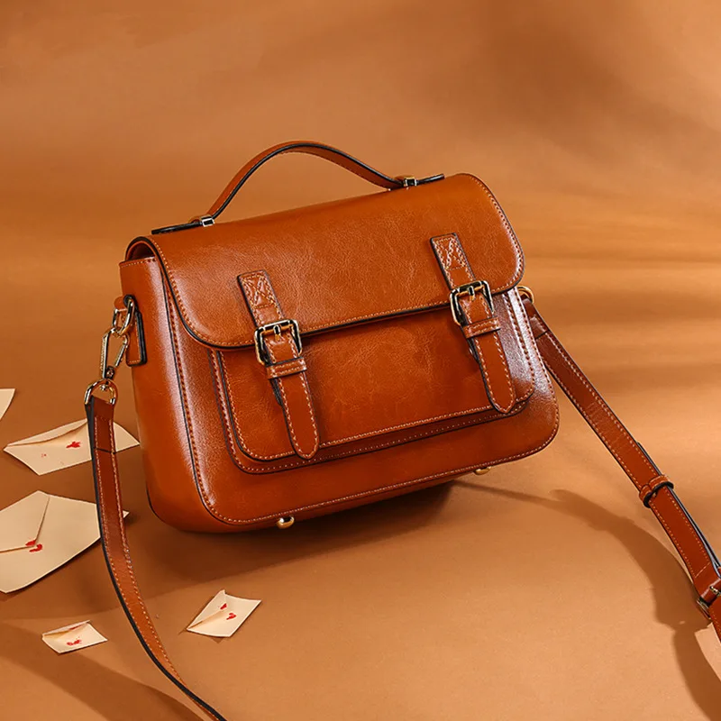 

JIULINBag female 2018 new cowhide oblique span single shoulder bag female Korean version leather chain packet