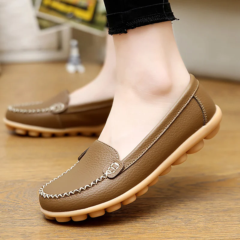Boat-shoes-for-women-flats-shoes-rubber-solid-Ladies-shoes-genuine-leather-casual-shoes-round-toe