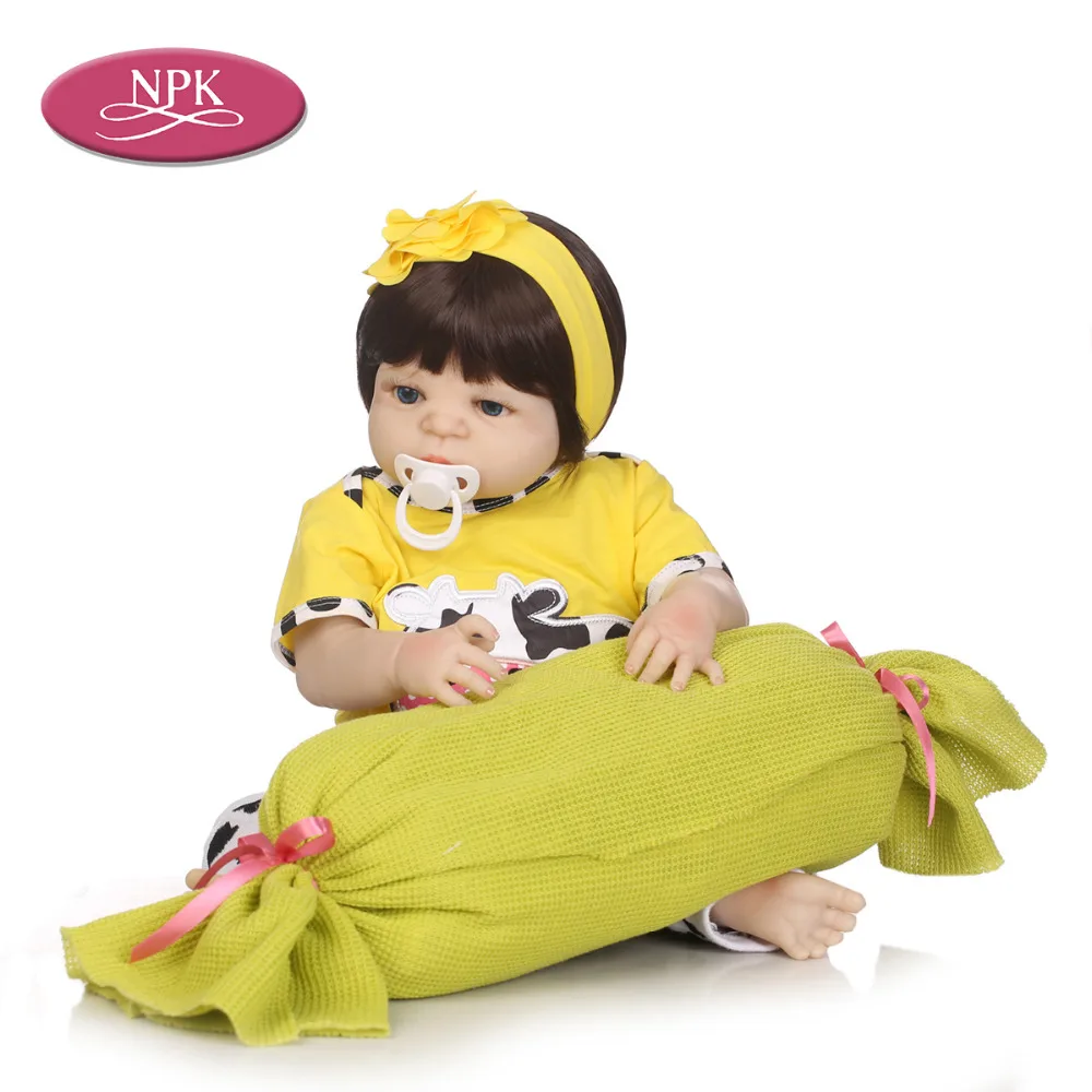 NPK 57CM Reborn Baby Doll FUll SIlicone Vinyl Truly Girl Lifelike 2018 New Bathe Toy Dolls Bebe Reborn Bonecas For Toddler Gifts (1)