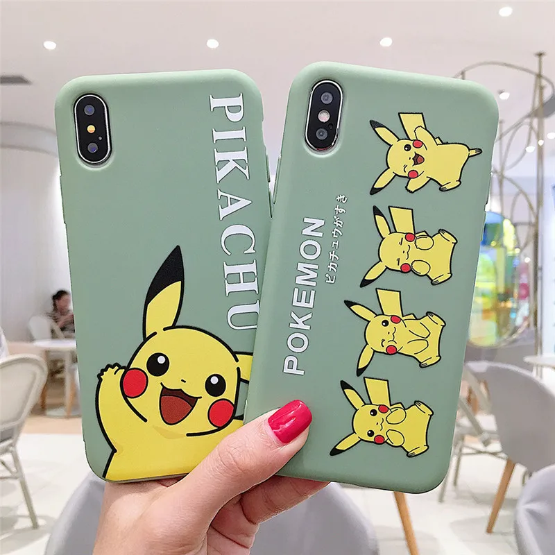 

Cartoon Pocket Monsters Poke mon Pika chu Case For iPhone 6 6S 7 8Plus Silicone TPU Cover For iphone XS MAX XR back cover Fundas