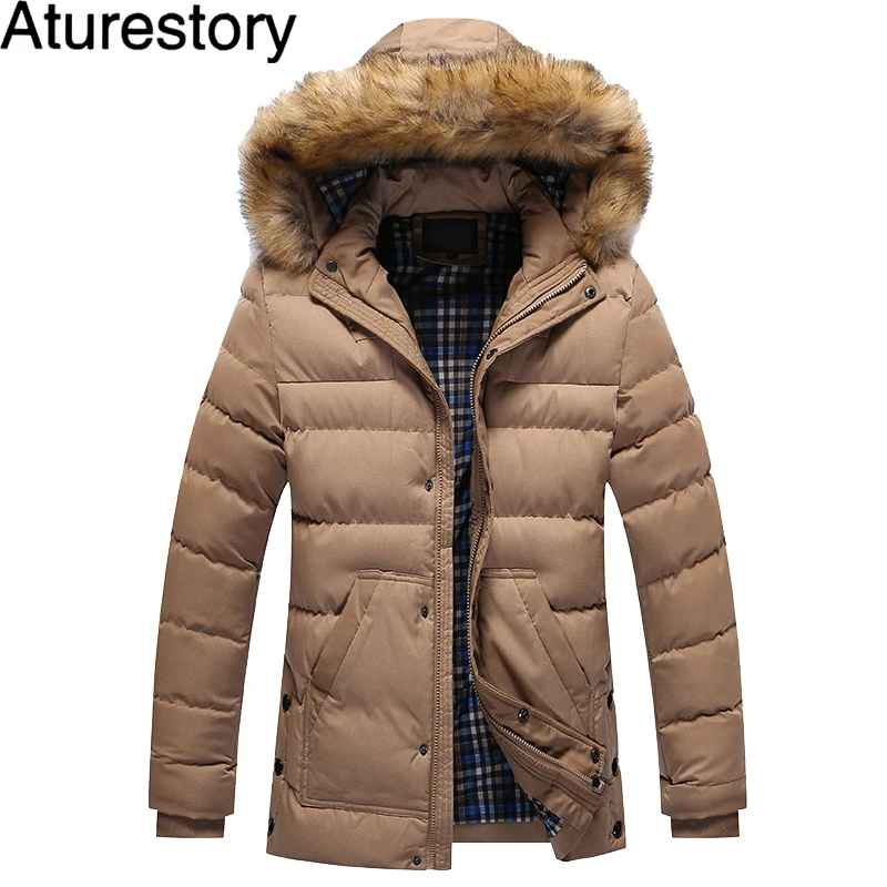 Aturestory Mens Winter Jackets Hooded Parka Men Thick