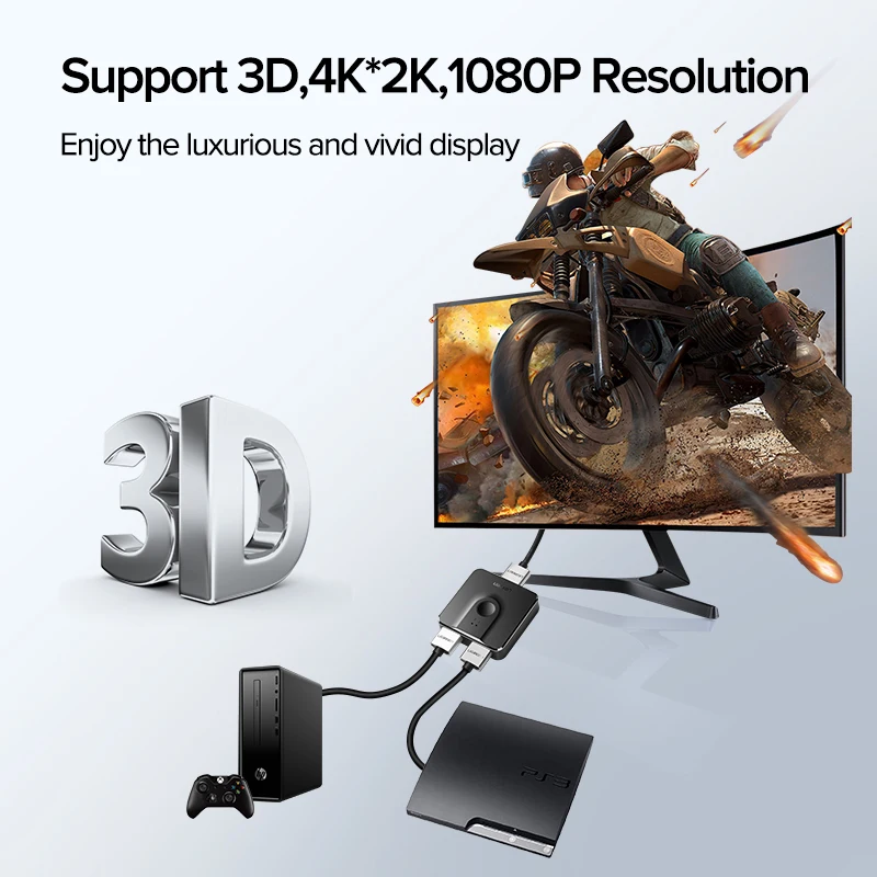 Ugreen HDMI Сплиттер 4K переключатель для Xiaomi Mi Box Bi Direction 1x 2/2x1 адаптер коммутатор 2 в 1