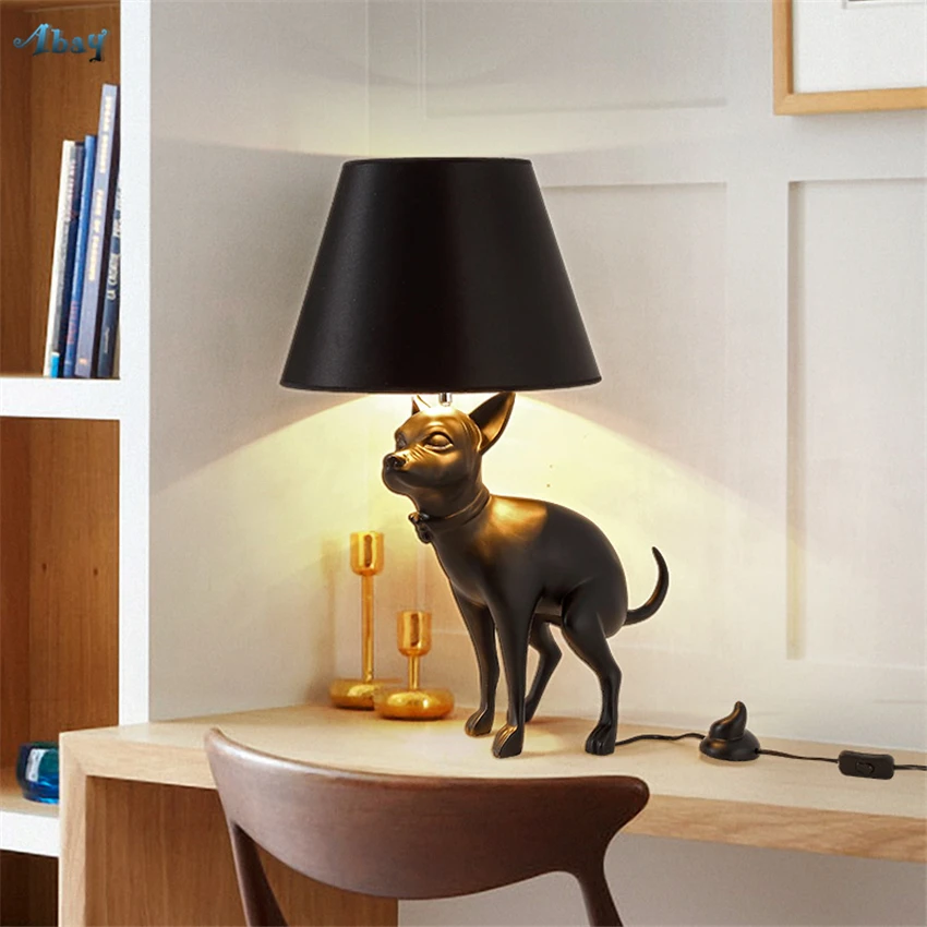 

Nordic Modern Puppy Dog Table Lamps Animal Shape Bedroom Bedside Room living Study Simple FRP LED Desk Lights Lighting Fixtures