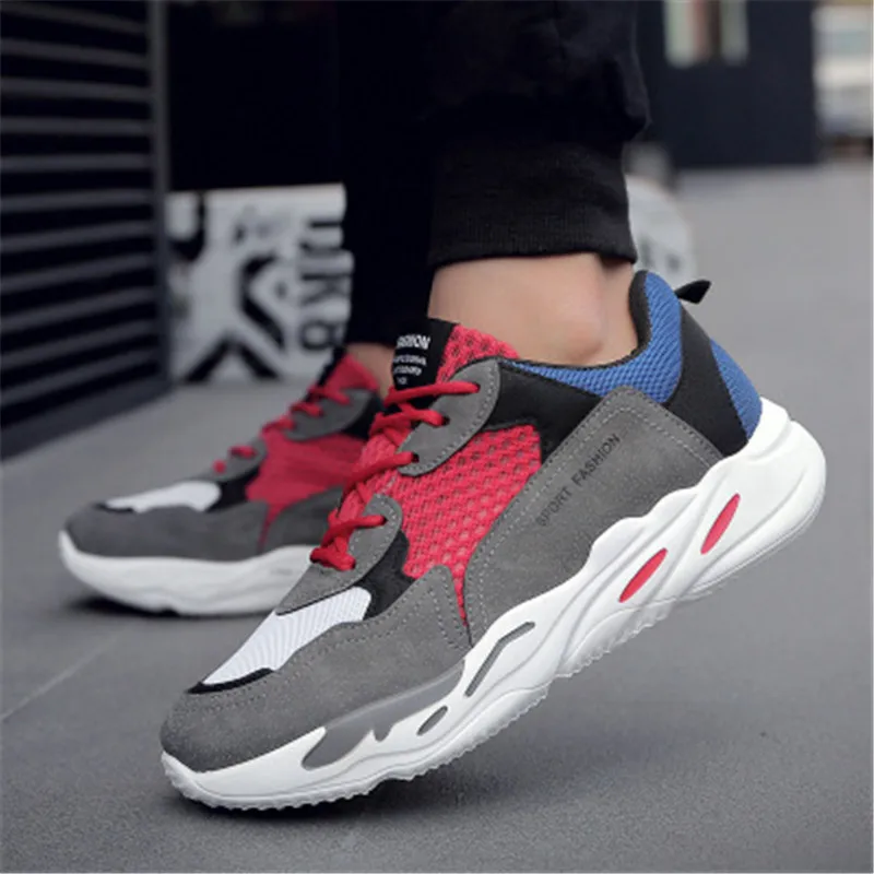 

New Breathable Men Sneakers Male Shoes Adult Red Black Gray High Quality Comfortable Non-slip Soft Mesh Men Shoes 2019 Summer