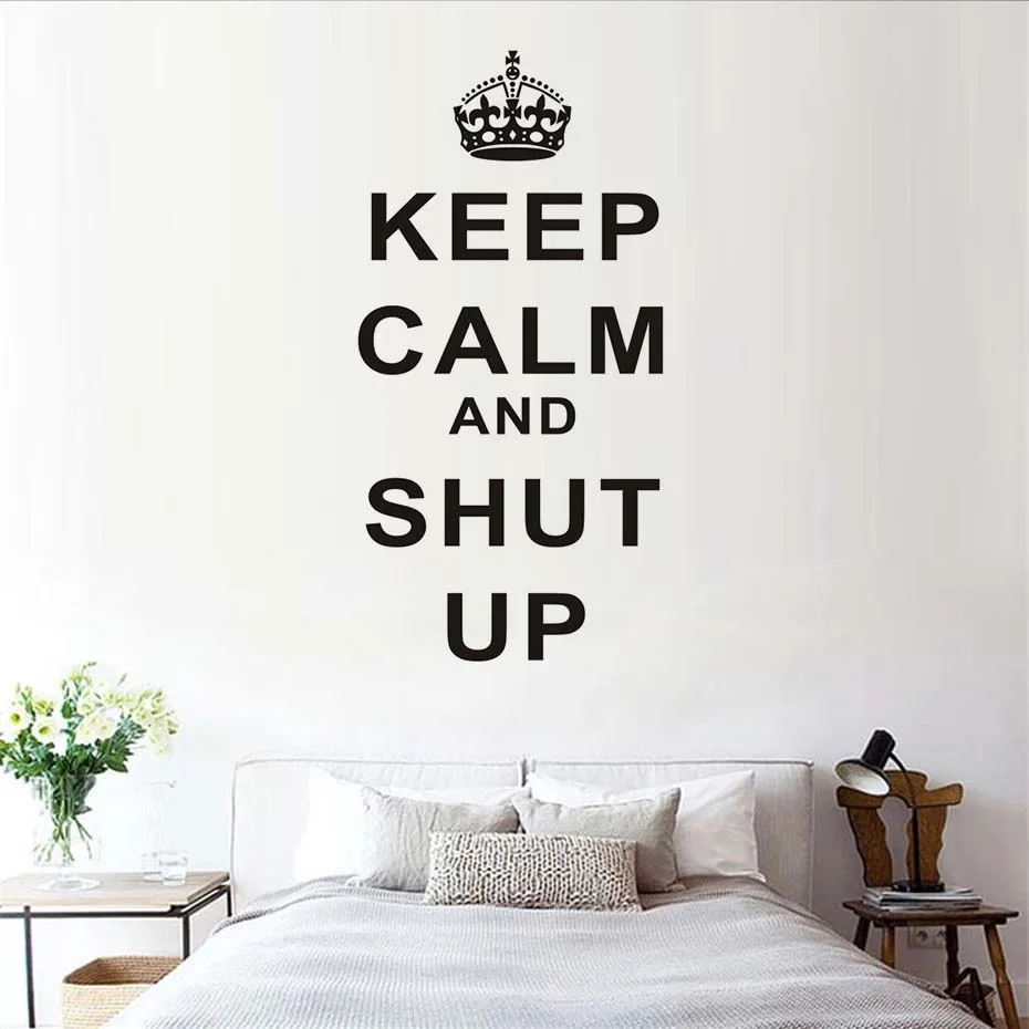 US 761 10 OFF Tetap Tenang Dan Tutup Mulut Stiker Dinding Diy Art Vinyl Decal Surat Tahan Air Harga Wallpaper Untuk Ruang Tamu Kantor Dekorasi Di