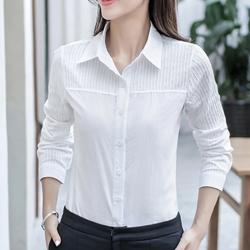 de algodón para Mujer Tops y Blusas camisas de manga larga para Mujer Camisas talla grande mujer Blusas Mujer blanco|Blusas y camisas| -