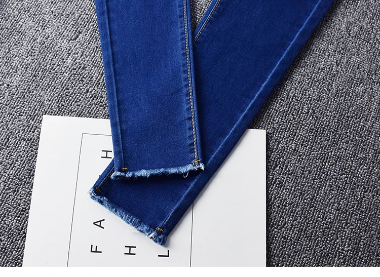 2019 весенние узкие зауженные джинсы для Для женщин новые летние Высокая талия узкие тянущиеся джинсовые ботильоны Длина штаны джинсы с