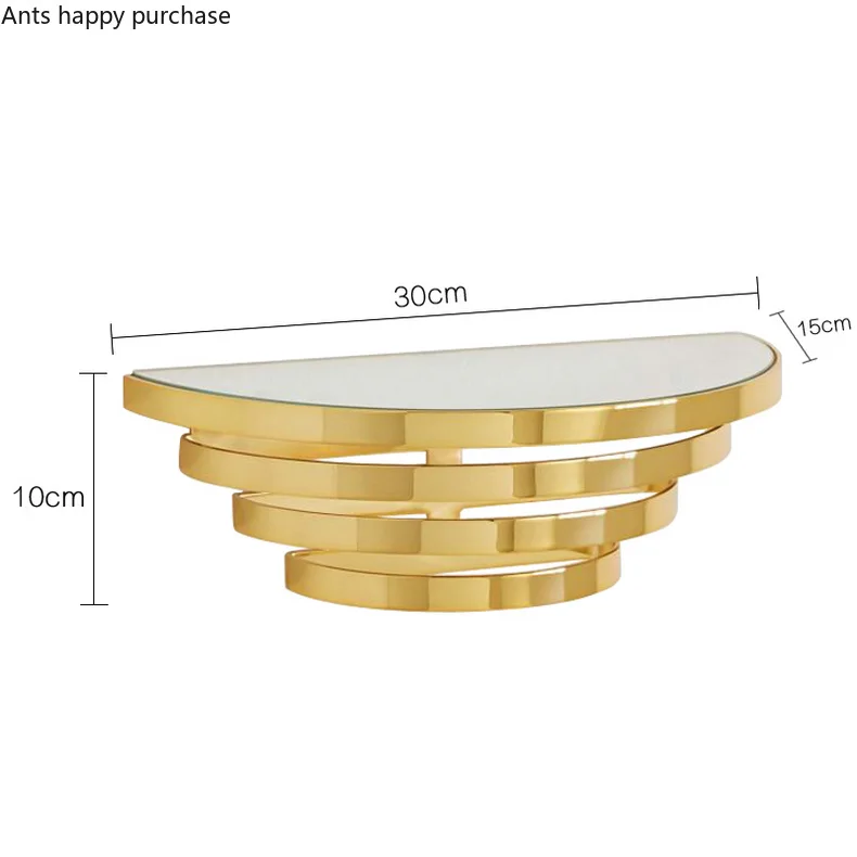 Металлическая настенная полка в скандинавском стиле, Золотое стекло, зеркало, креативное настенное украшение для спальни, гостиной, ванной комнаты, стеллаж для хранения